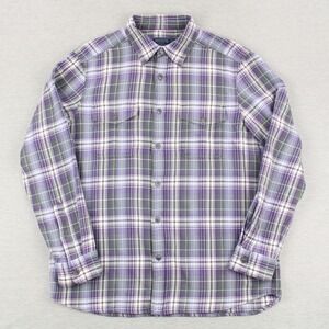 Vineyard Vines Wickham Twill Utility Shirt Mens Size L Purple Plaid Long Sleeve